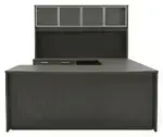 Bow Front U Shape Standing Desk with Hutch