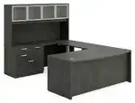 Bow Front U Shape Standing Desk with Hutch
