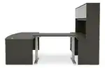 Bow Front U Shape Standing Desk with Hutch