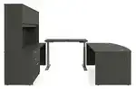 Bow Front U Shape Standing Desk with Hutch