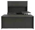 Bow Front U Shape Standing Desk with Hutch