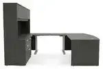 Bow Front U Shape Standing Desk with Hutch