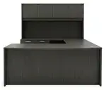 Bow Front U Shape Standing Desk with Hutch
