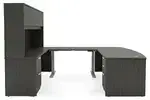 Bow Front U Shape Standing Desk with Hutch