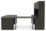 Bow Front U Shape Standing Desk with Hutch