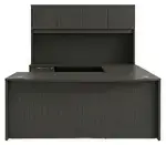 Bow Front U Shape Standing Desk with Hutch