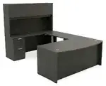 Bow Front U Shape Standing Desk with Hutch