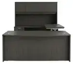 Bow Front U Shape Standing Desk with Hutch