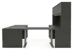 U Shaped Sit Stand Desk with Hutch