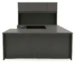 U Shaped Sit Stand Desk with Hutch