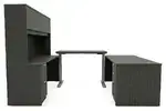 U Shaped Sit Stand Desk with Hutch