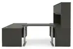 U Shaped Sit Stand Desk with Hutch