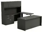 U Shaped Sit Stand Desk with Hutch