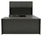 U Shaped Sit Stand Desk with Hutch