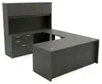 U Shaped Sit Stand Desk with Hutch