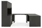 U Shaped Sit Stand Desk with Hutch