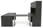 U Shaped Sit Stand Desk with Hutch
