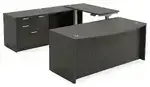 Bow Front U Shape Standing Desk with Drawers