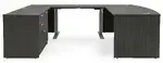 Bow Front U Shape Standing Desk with Drawers