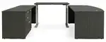 Bow Front U Shape Standing Desk with Drawers
