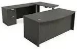 Bow Front U Shape Standing Desk with Drawers