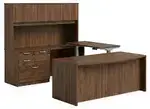 Bow Front U Shape Standing Desk with Hutch
