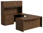 Bow Front U Shape Standing Desk with Hutch