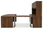 Bow Front U Shape Standing Desk with Hutch