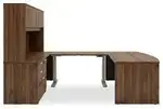 Bow Front U Shape Standing Desk with Hutch