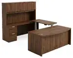 Bow Front U Shape Standing Desk with Hutch
