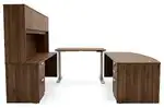 Bow Front U Shape Standing Desk with Hutch