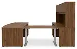 Bow Front U Shape Standing Desk with Hutch