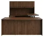 Bow Front U Shape Standing Desk with Hutch