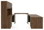 U Shaped Sit Stand Desk with Hutch