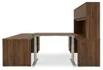 U Shaped Sit Stand Desk with Hutch