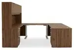 U Shaped Sit Stand Desk with Hutch