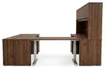 U Shaped Sit Stand Desk with Hutch