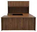U Shaped Sit Stand Desk with Hutch