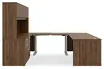 U Shaped Sit Stand Desk with Hutch