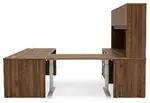 U Shaped Sit Stand Desk with Hutch