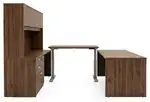 U Shaped Sit Stand Desk with Hutch