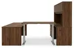 U Shaped Sit Stand Desk with Hutch