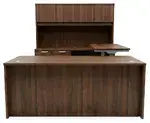 U Shaped Sit Stand Desk with Hutch