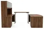 Bow Front U Shape Standing Desk with Hutch