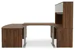 Bow Front U Shape Standing Desk with Hutch