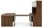 Bow Front U Shape Standing Desk with Hutch