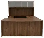 Bow Front U Shape Standing Desk with Hutch