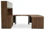 Bow Front U Shape Standing Desk with Hutch