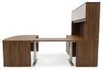 Bow Front U Shape Standing Desk with Hutch