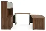 Bow Front U Shape Standing Desk with Hutch